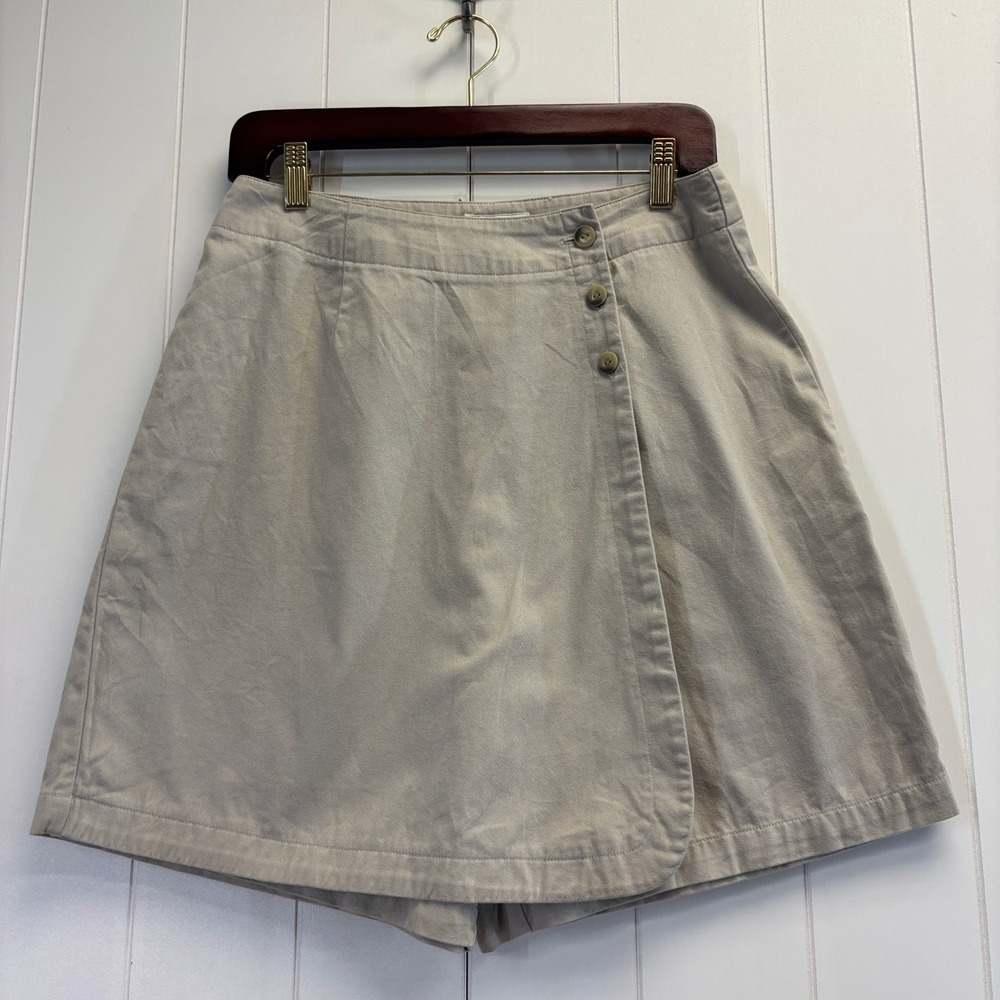 Vintage Nordstrom 90s Preppy High Rise Khaki Skort Size 10 Minimalist Classic